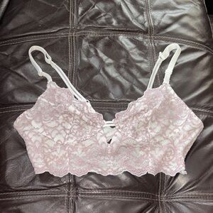 Free People Lace Bralette in Pink and White